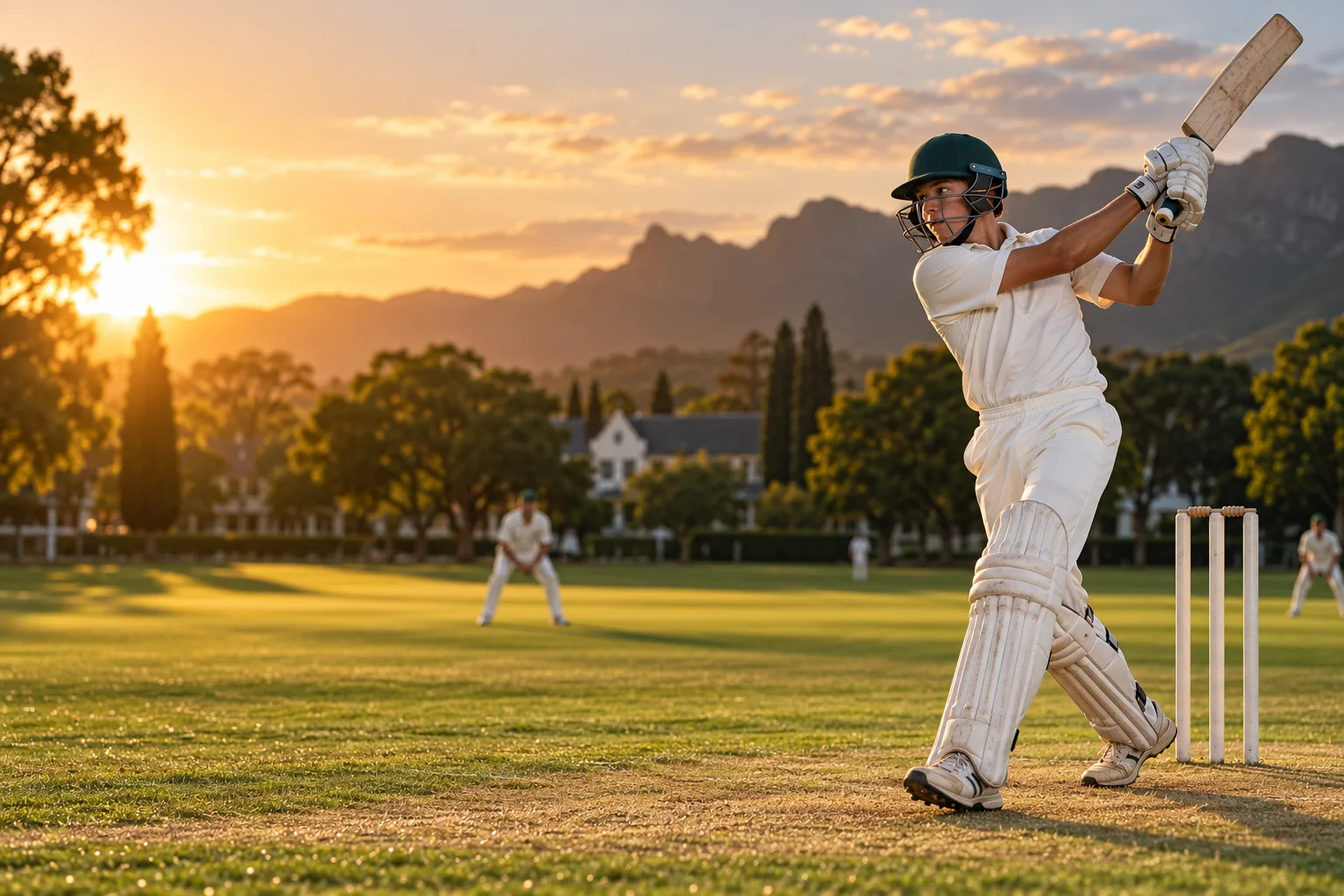 Young cricketer on a South African sports field